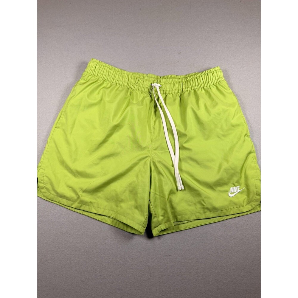 Large mens Neon Green Nike mesh lined running shorts  6 inch inseam
